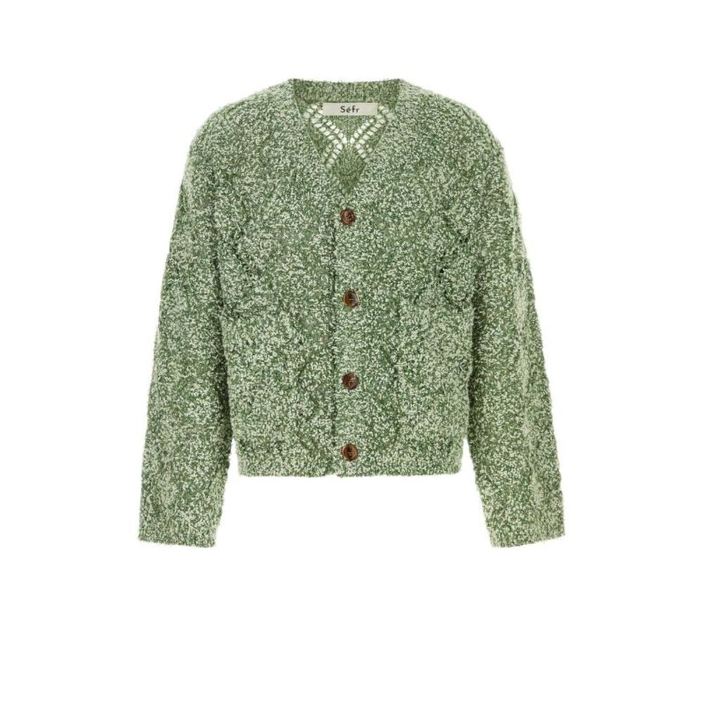 Sefr Men Melange Green Wool Blend Oversize Abain Cardigan